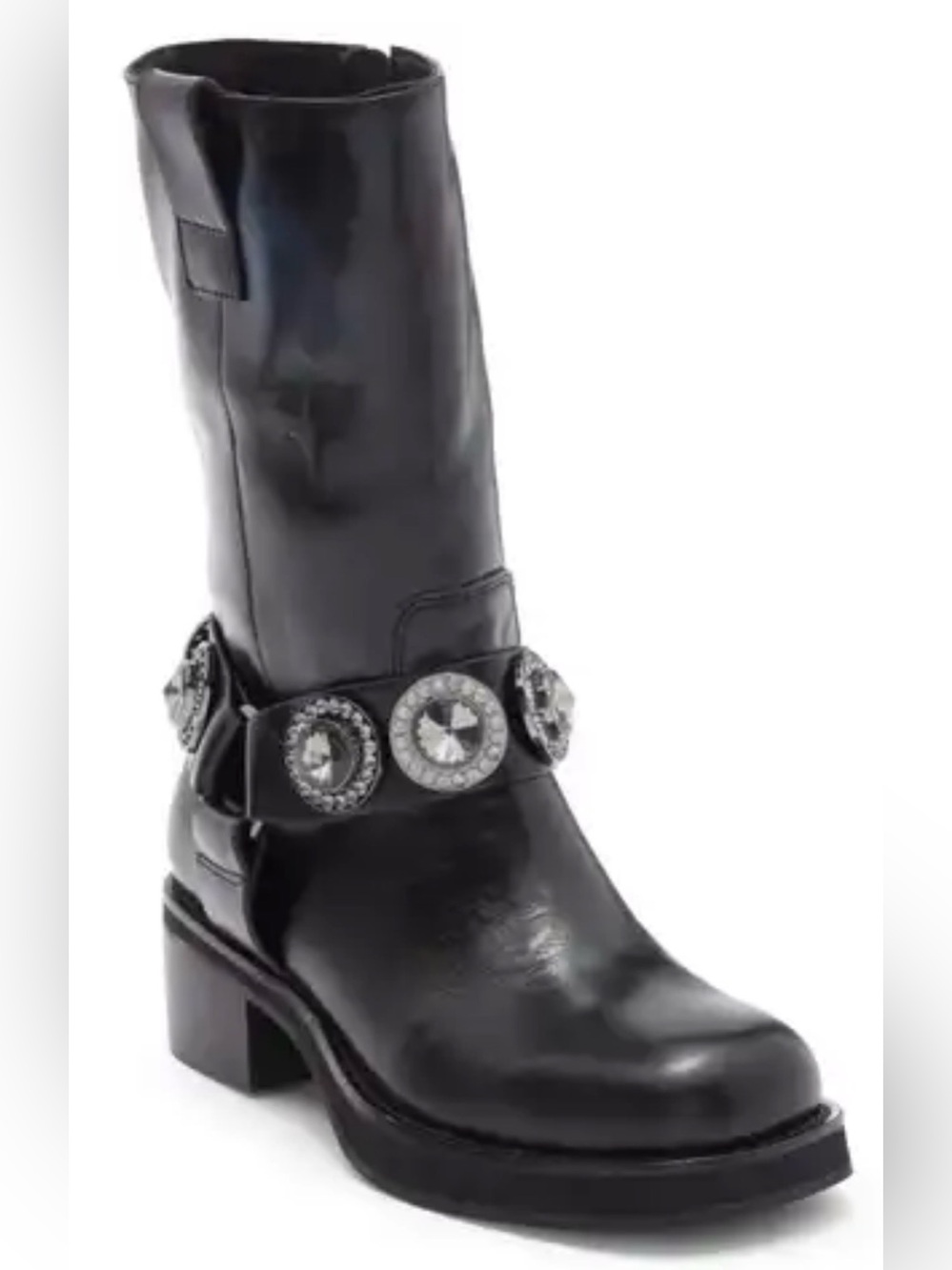 Kurt Geiger OCTAVIA BLACK CRYSTAL HARNESS BOOT US 9 NEW